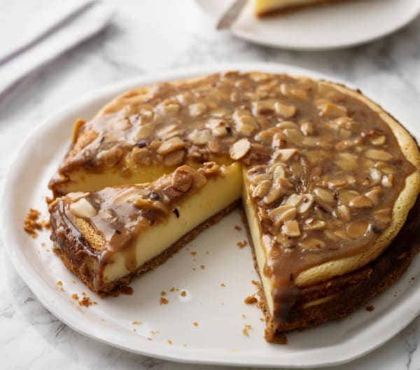 CHEESECAKE CON PRALINÉ DE ALMENDRAS