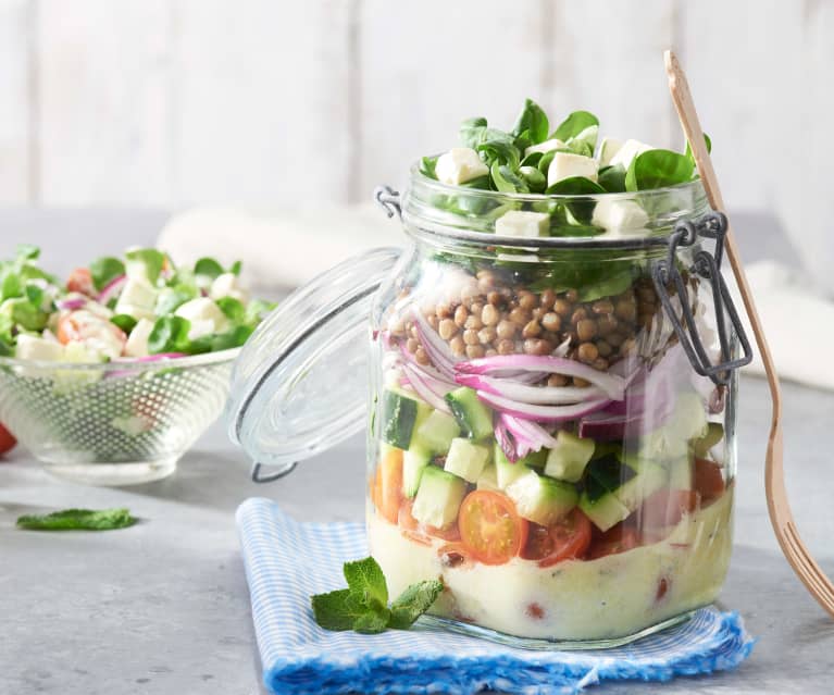 Ensalada en tarro al estilo griego