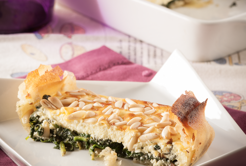 Quiche de espinacas y feta con masa filo