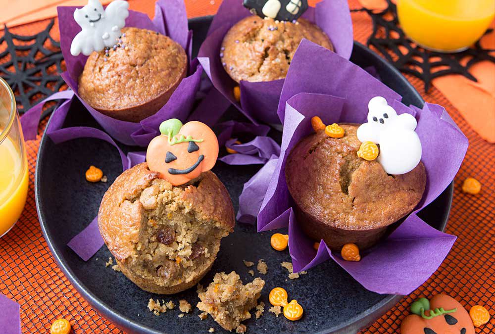 MUFFINS DE CALABAZA Y MANZANA CON COPOS DE AVENA