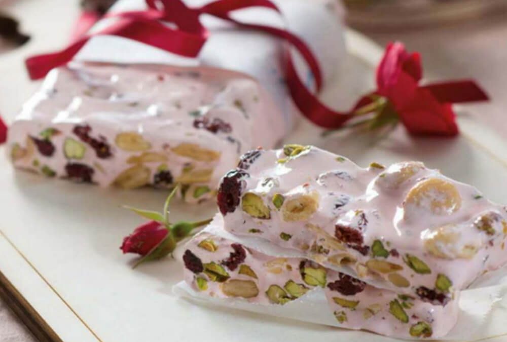 TURRÓN DE ALMENDRAS, PISTACHOS Y ARÁNDANOS