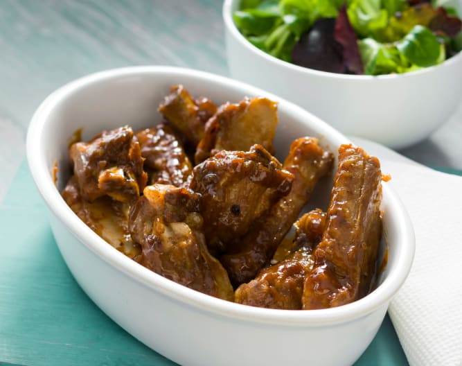 Costillas de cerdo con salsa barbacoa