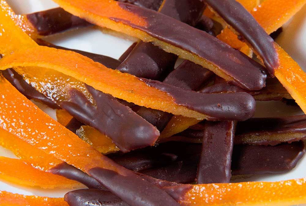 NARANJAS CONFITADAS BAÑADAS EN CHOCOLATE